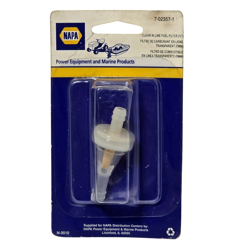 NAPA Clear In Line Fuel Filter 1/4 Inch 7mm 7-02357-1 Power Equipment Marine